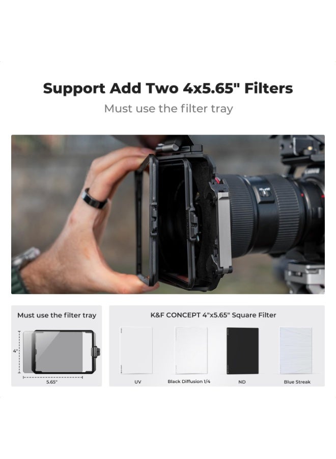 كيه آند إف كونسبت صندوق عدسة K&F CONCEPT، صندوق عدسة لكاميرا DSLR مع غطاء علوي من ألياف الكربون، مع حلقات محول 67/72/77/82/95 مم لفلتر ND UV/فلتر دائري 4x5.65 - Image 4